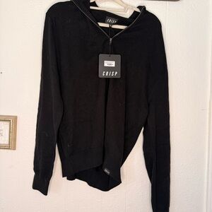 NWT CRISP Black Half-Zip Knit Hoodie - Size M